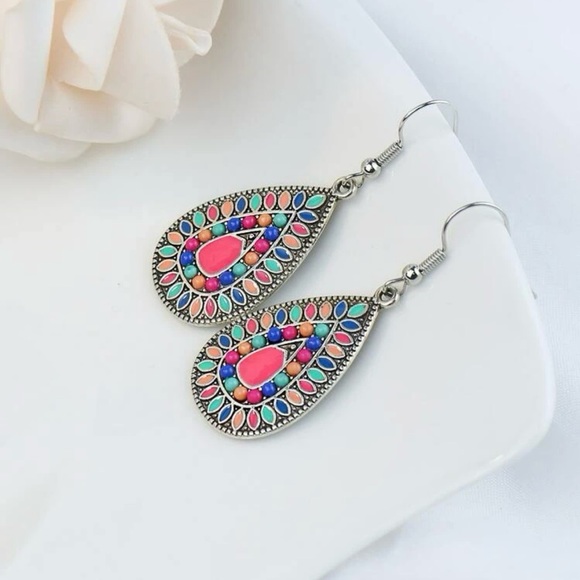 Bohemian Hippie Festival Water Drop Dangle Earrings - Picture 2 of 4